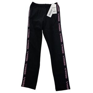 Messi Kids XL 14/16 Black Pink Logo Side Stripe Athletic Leggings Pants NWT